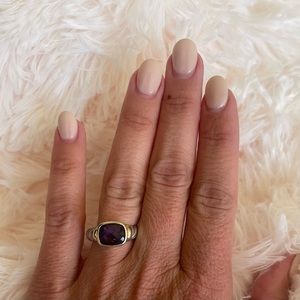 David Yurman Noblesse Amethyst Cable Ring 14K Gold and Sterling Silver, Size 7